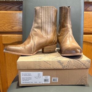 Free People Distressed Tan Chelsea Ankle Boots